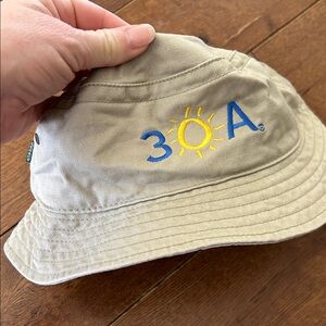 Beige Bucket Hat with Sun Logo